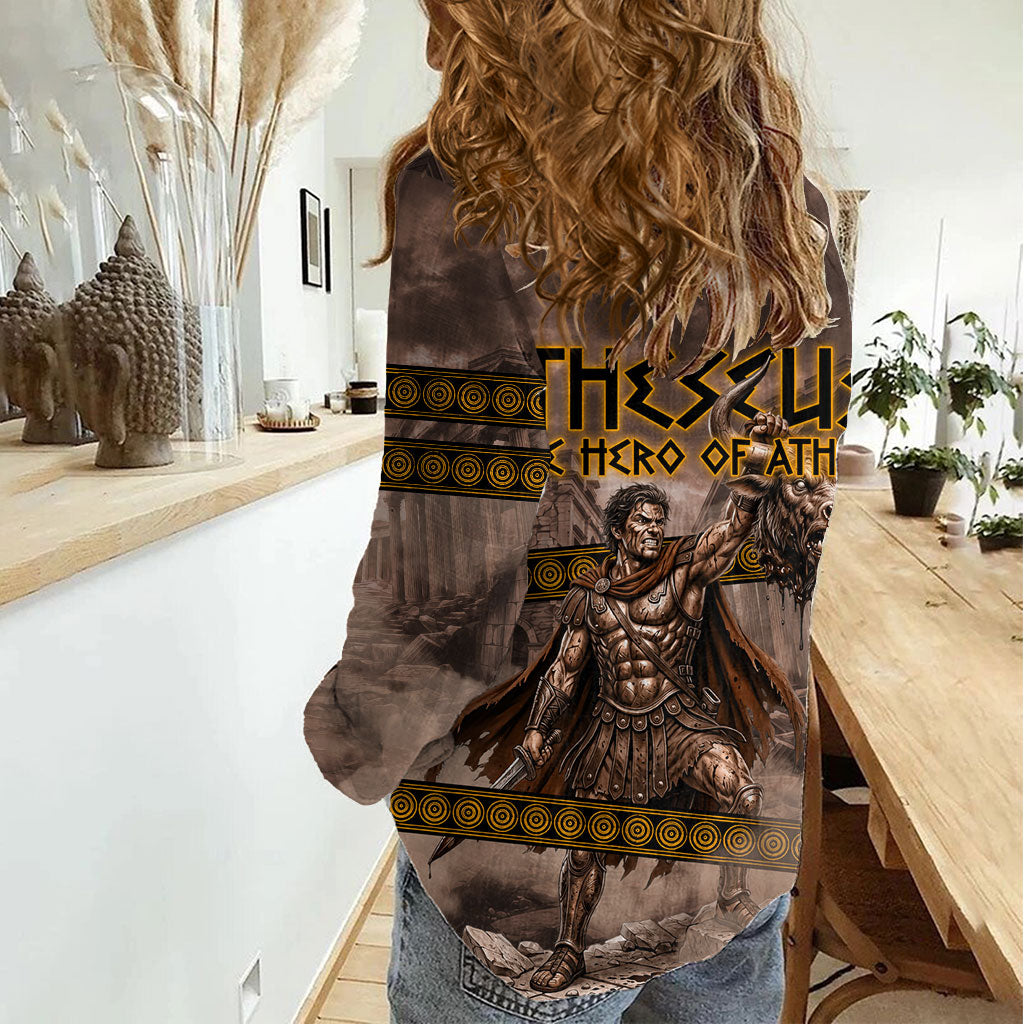 Theseus The Hero Of Athens Women Casual Shirt Greek Mythology Minotaur Ancient Warrior Art