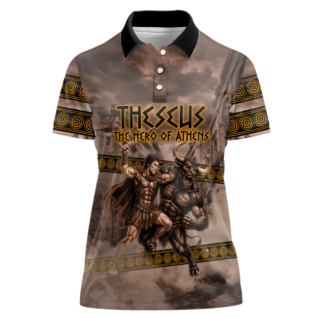 Theseus The Hero Of Athens Women Polo Shirt Greek Mythology Minotaur Ancient Warrior Art