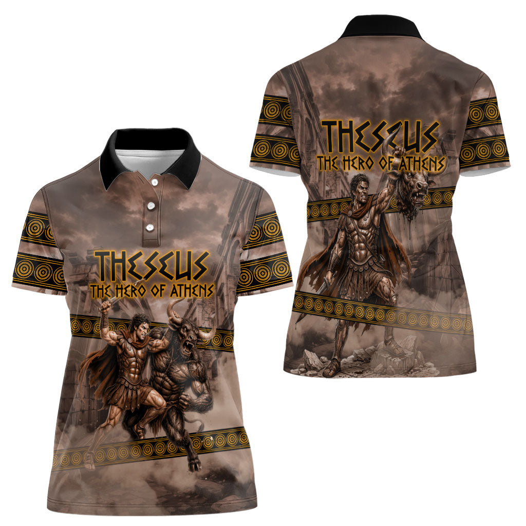 Theseus The Hero Of Athens Women Polo Shirt Greek Mythology Minotaur Ancient Warrior Art