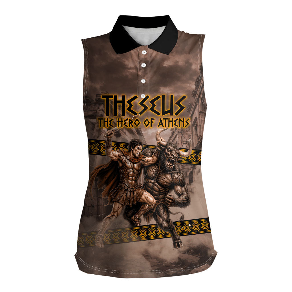 Theseus The Hero Of Athens Women Sleeveless Polo Shirt Greek Mythology Minotaur Ancient Warrior Art
