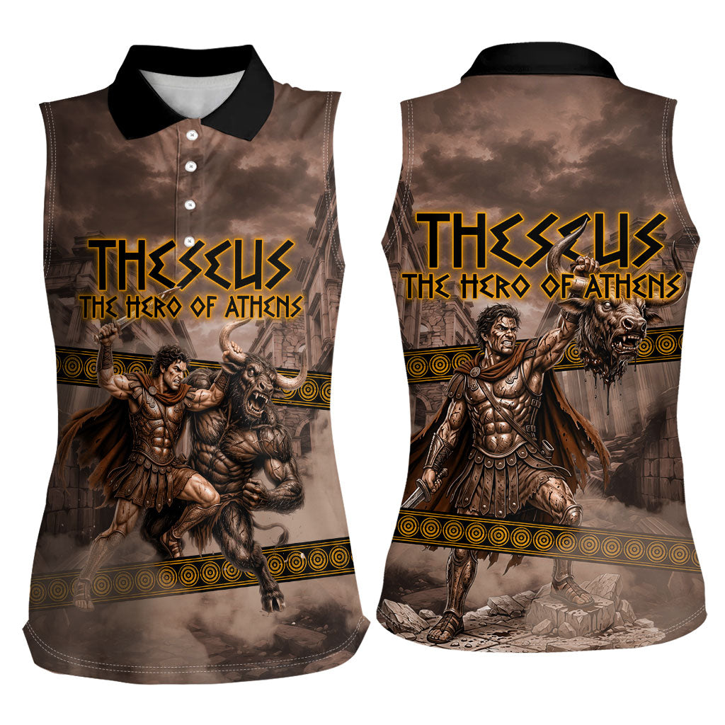 Theseus The Hero Of Athens Women Sleeveless Polo Shirt Greek Mythology Minotaur Ancient Warrior Art