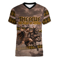 Theseus The Hero Of Athens Women V-Neck T-Shirt Greek Mythology Minotaur Ancient Warrior Art