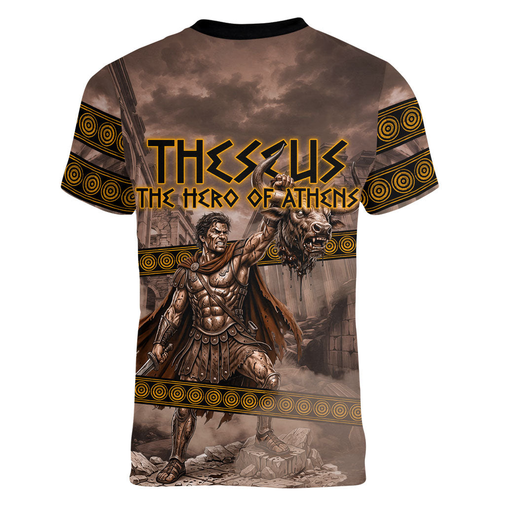 Theseus The Hero Of Athens Women V-Neck T-Shirt Greek Mythology Minotaur Ancient Warrior Art