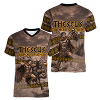 Theseus The Hero Of Athens Women V-Neck T-Shirt Greek Mythology Minotaur Ancient Warrior Art