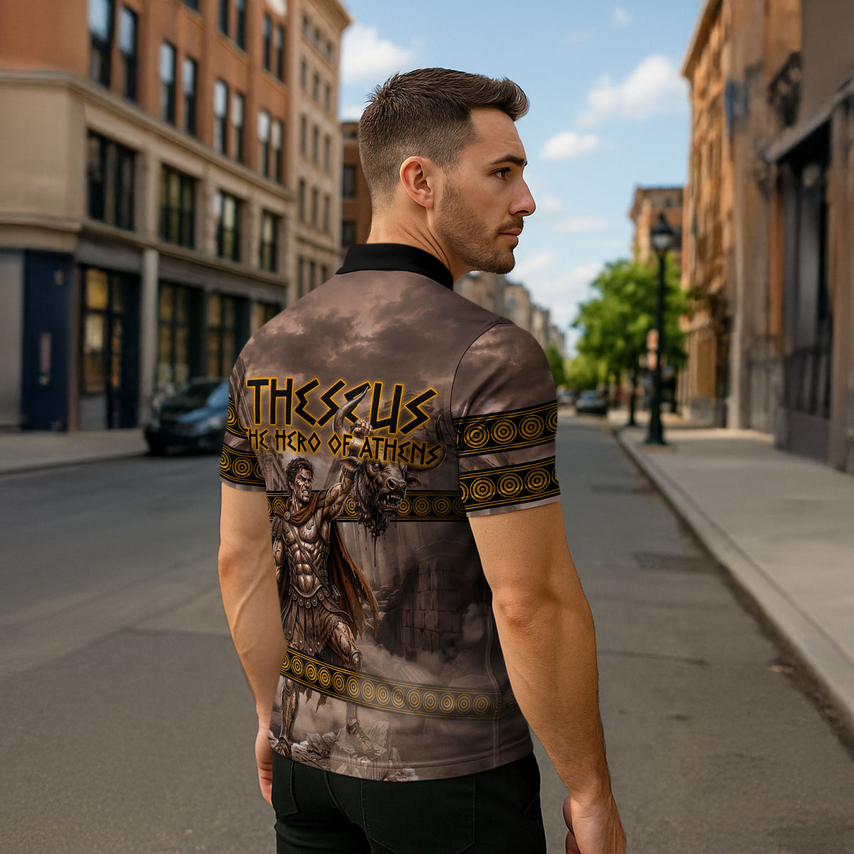 Theseus The Hero Of Athens Zipper Polo Shirt Greek Mythology Minotaur Ancient Warrior Art