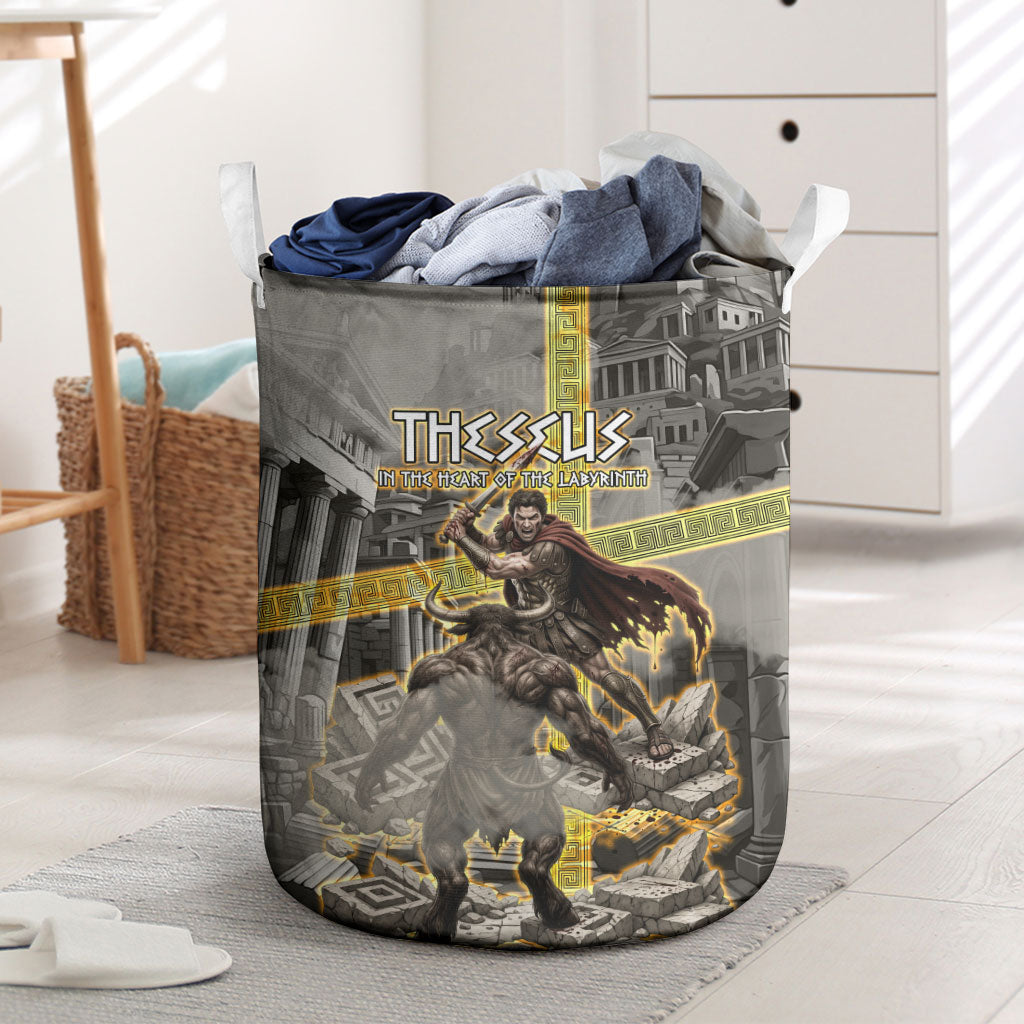 Theseus In The Heart Of The Labyrinth Laundry Basket Ancient Greek Mythology Minotaur Warrior Battle Art