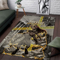 Theseus In The Heart Of The Labyrinth Area Rug Ancient Greek Mythology Minotaur Warrior Battle Art