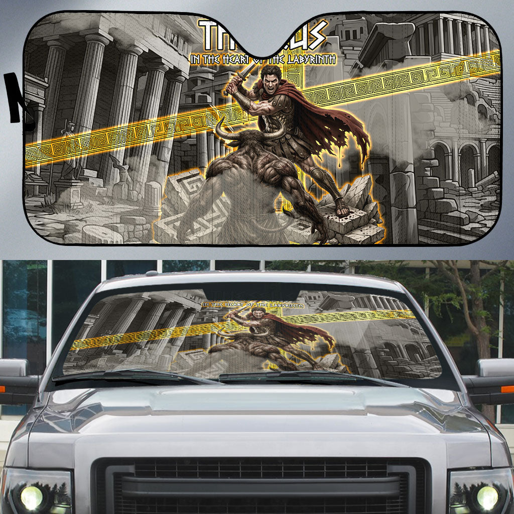 Theseus In The Heart Of The Labyrinth Auto Sun Shade Ancient Greek Mythology Minotaur Warrior Battle Art