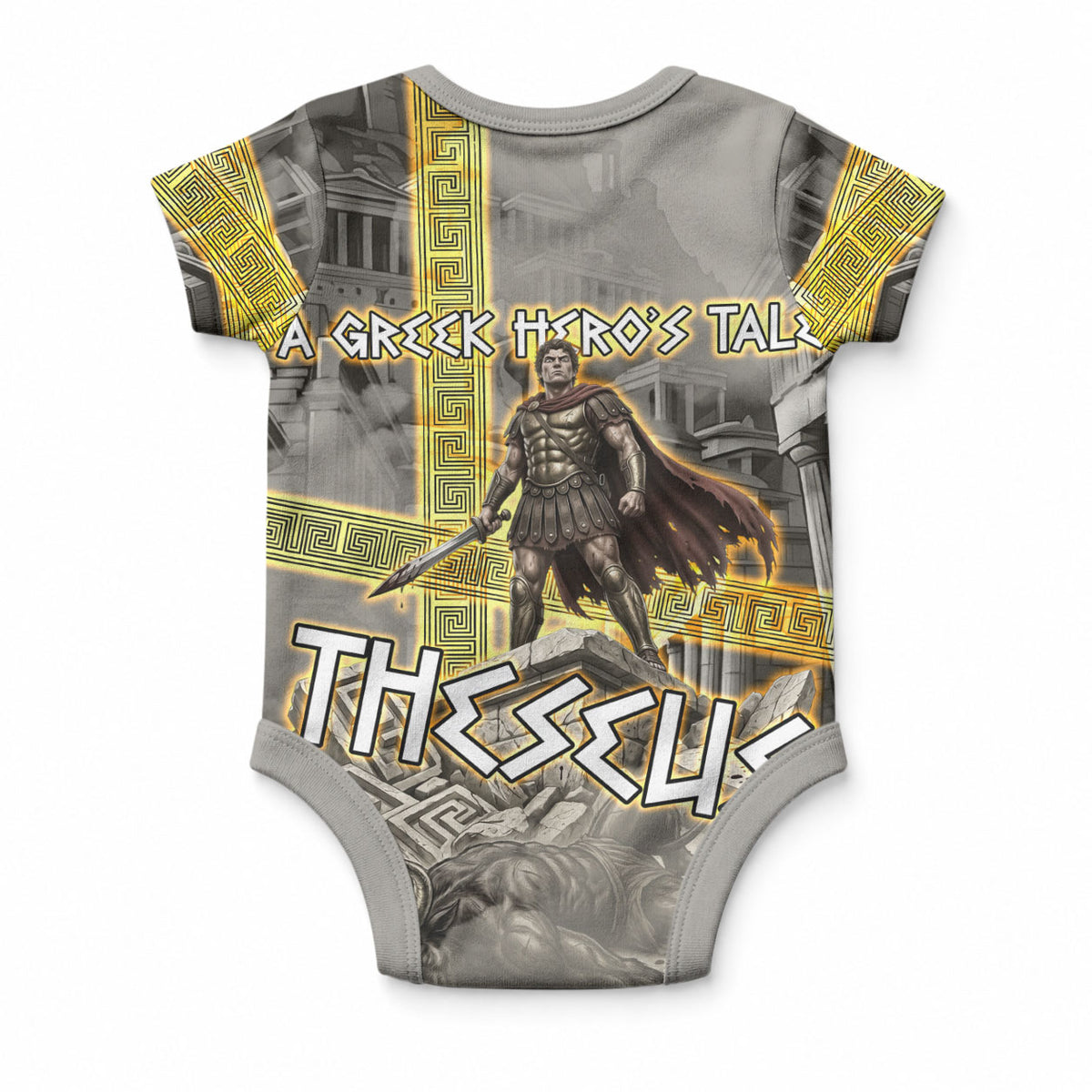 Theseus In The Heart Of The Labyrinth Baby Onesie Ancient Greek Mythology Minotaur Warrior Battle Art