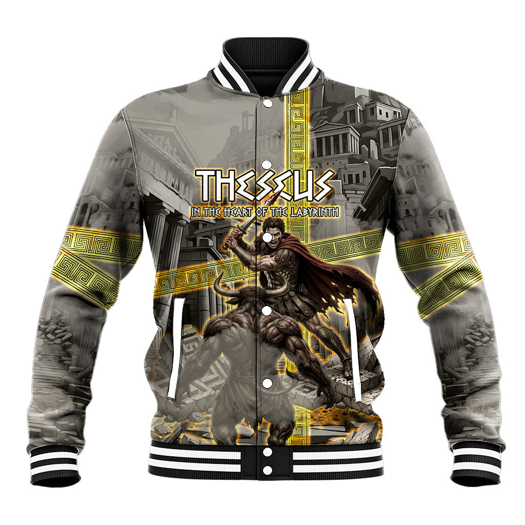 Theseus In The Heart Of The Labyrinth Baseball Jacket Ancient Greek Mythology Minotaur Warrior Battle Art
