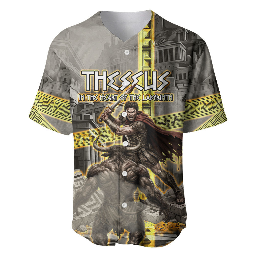 Theseus In The Heart Of The Labyrinth Baseball Jersey Ancient Greek Mythology Minotaur Warrior Battle Art
