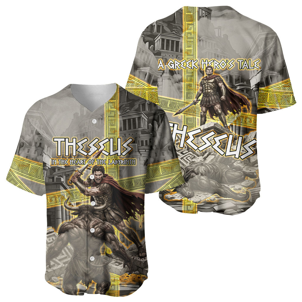 Theseus In The Heart Of The Labyrinth Baseball Jersey Ancient Greek Mythology Minotaur Warrior Battle Art