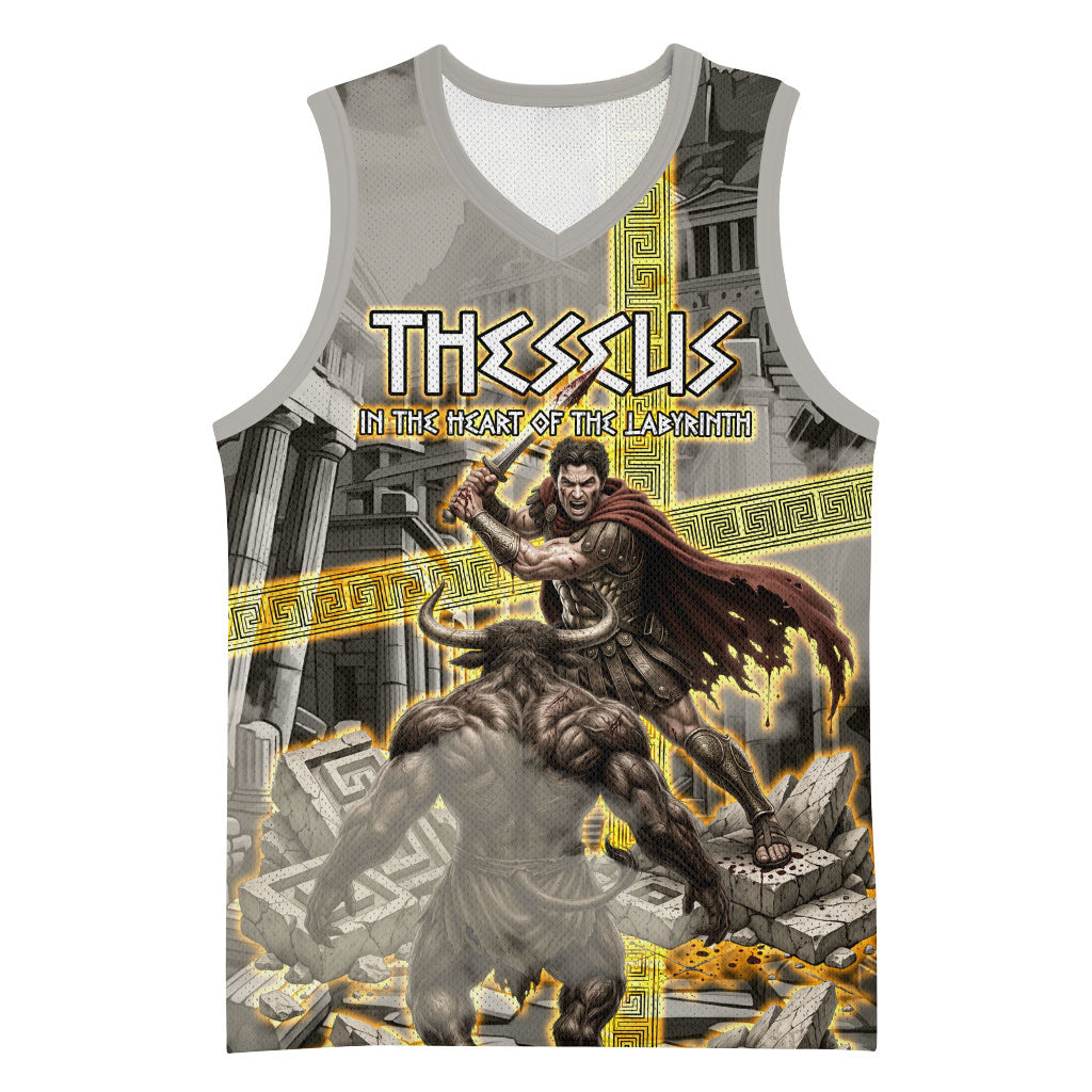 Theseus In The Heart Of The Labyrinth Basketball Jersey Ancient Greek Mythology Minotaur Warrior Battle Art