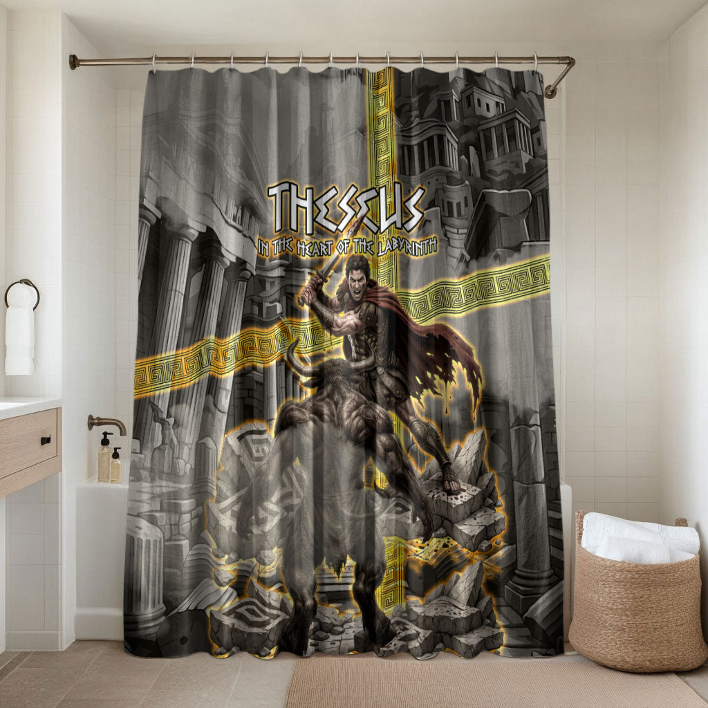 Theseus In The Heart Of The Labyrinth Bathroom Set Ancient Greek Mythology Minotaur Warrior Battle Art