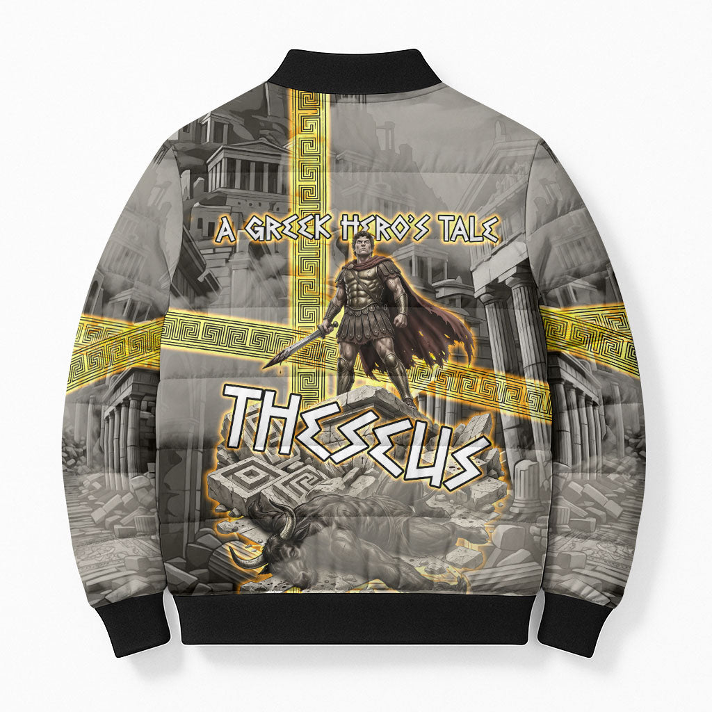 Theseus In The Heart Of The Labyrinth Bomber Puffer Jacket Ancient Greek Mythology Minotaur Warrior Battle Art