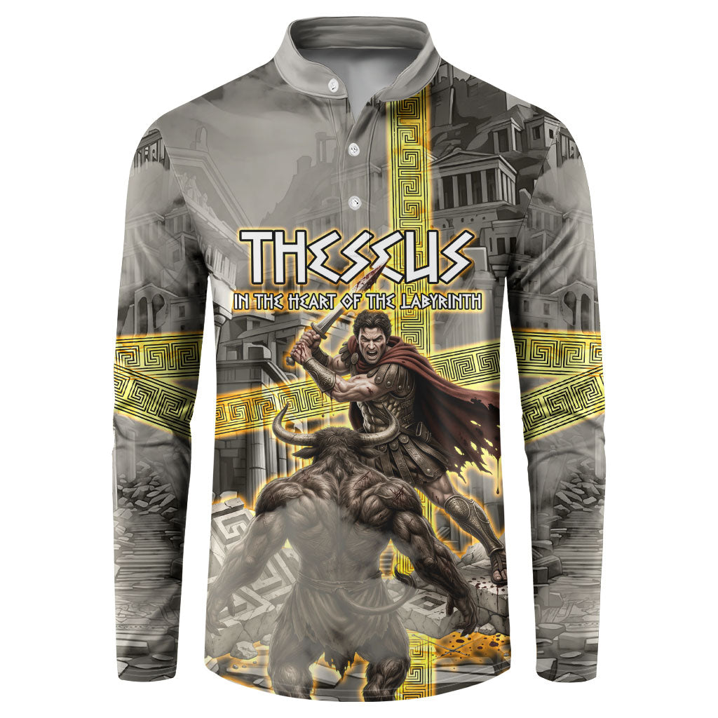Theseus In The Heart Of The Labyrinth Button Sweatshirt Ancient Greek Mythology Minotaur Warrior Battle Art