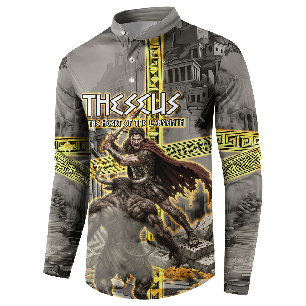 Theseus In The Heart Of The Labyrinth Button Sweatshirt Ancient Greek Mythology Minotaur Warrior Battle Art