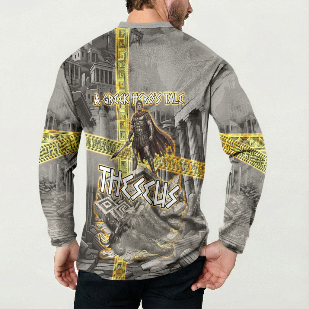 Theseus In The Heart Of The Labyrinth Button Sweatshirt Ancient Greek Mythology Minotaur Warrior Battle Art