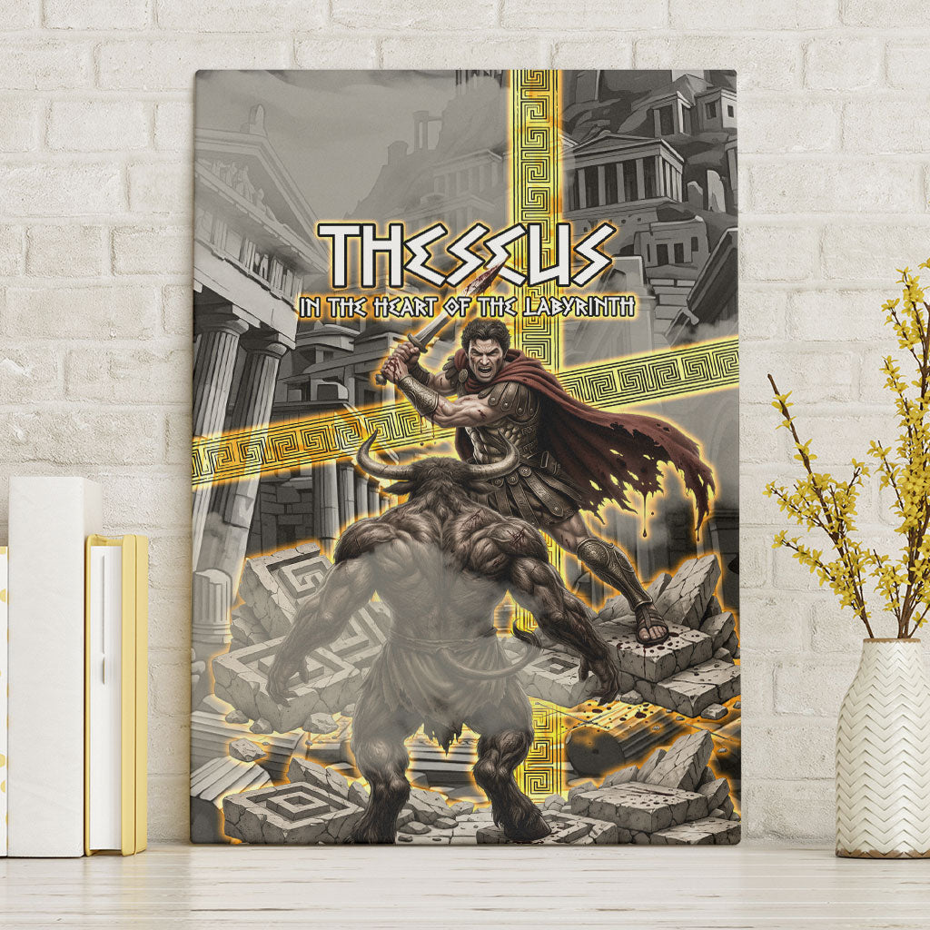 Theseus In The Heart Of The Labyrinth Canvas Wall Art Ancient Greek Mythology Minotaur Warrior Battle Art