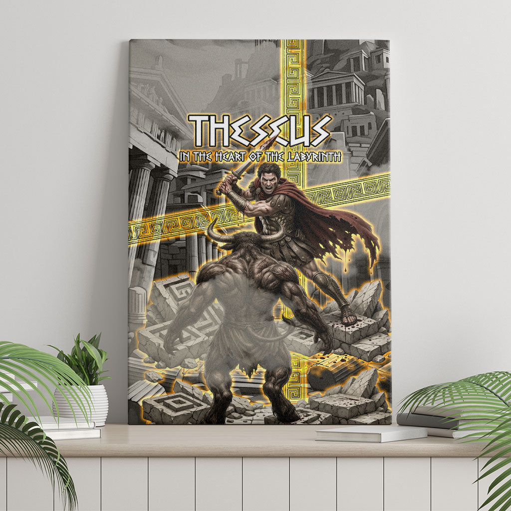 Theseus In The Heart Of The Labyrinth Canvas Wall Art Ancient Greek Mythology Minotaur Warrior Battle Art