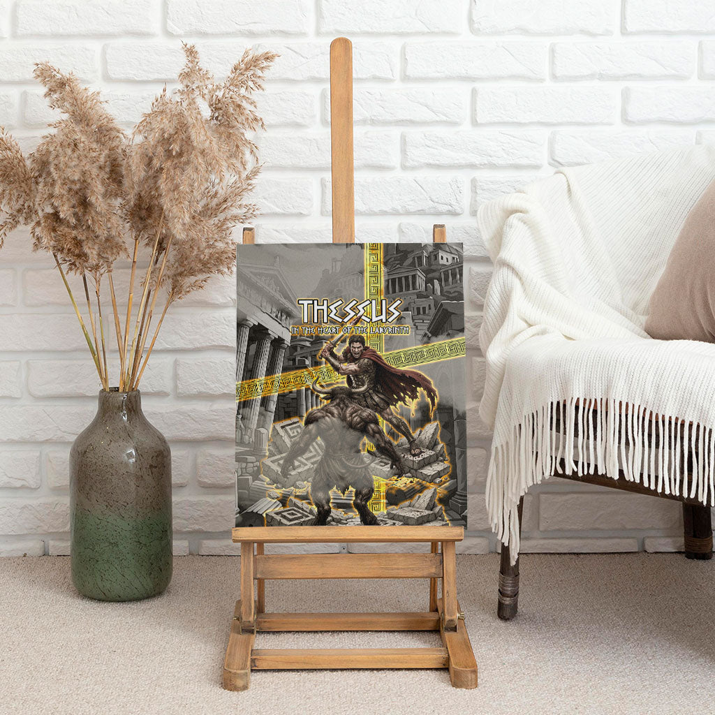 Theseus In The Heart Of The Labyrinth Canvas Wall Art Ancient Greek Mythology Minotaur Warrior Battle Art