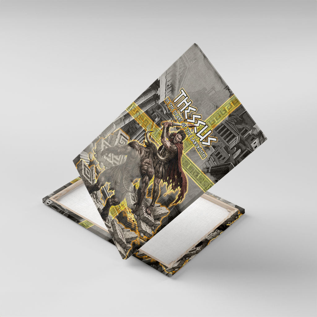 Theseus In The Heart Of The Labyrinth Canvas Wall Art Ancient Greek Mythology Minotaur Warrior Battle Art