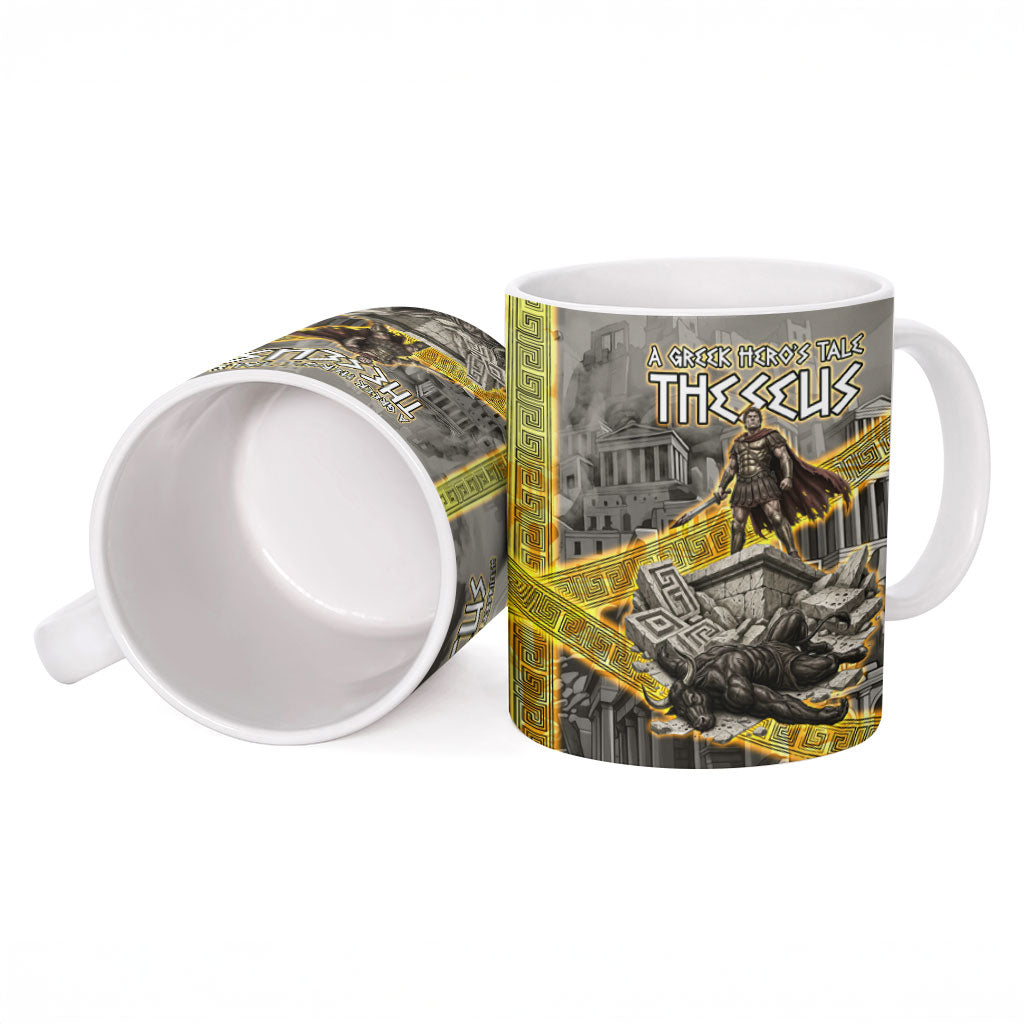 Theseus In The Heart Of The Labyrinth Ceramic Mug Ancient Greek Mythology Minotaur Warrior Battle Art