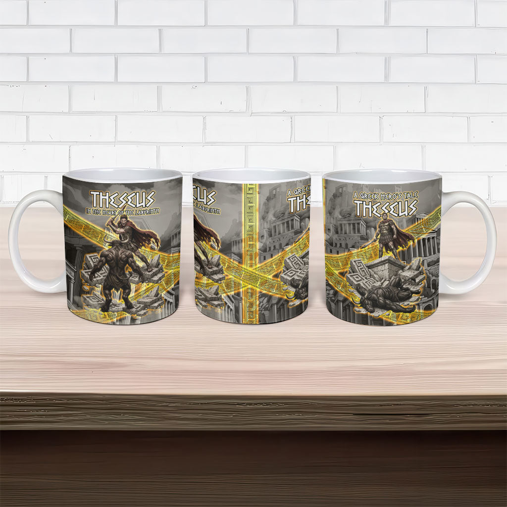 Theseus In The Heart Of The Labyrinth Ceramic Mug Ancient Greek Mythology Minotaur Warrior Battle Art