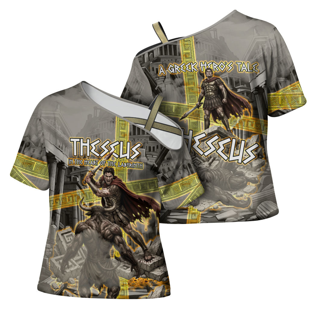 Theseus In The Heart Of The Labyrinth Cross Shoulder Shirt Ancient Greek Mythology Minotaur Warrior Battle Art