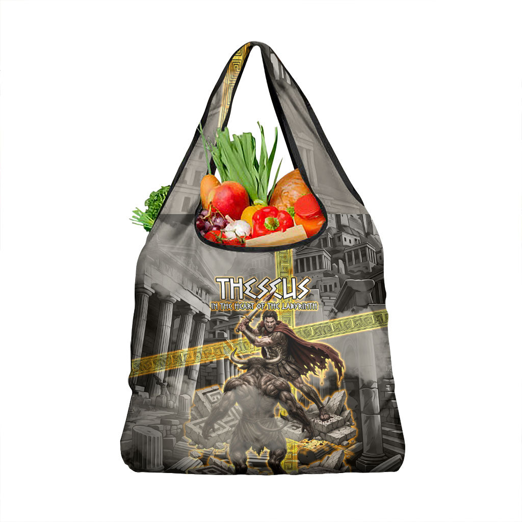 Theseus In The Heart Of The Labyrinth Grocery Bag Ancient Greek Mythology Minotaur Warrior Battle Art