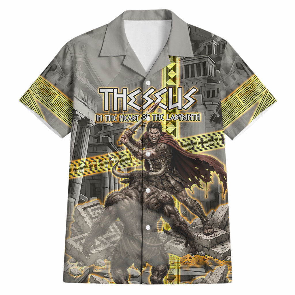Theseus In The Heart Of The Labyrinth Hawaiian Shirt Ancient Greek Mythology Minotaur Warrior Battle Art