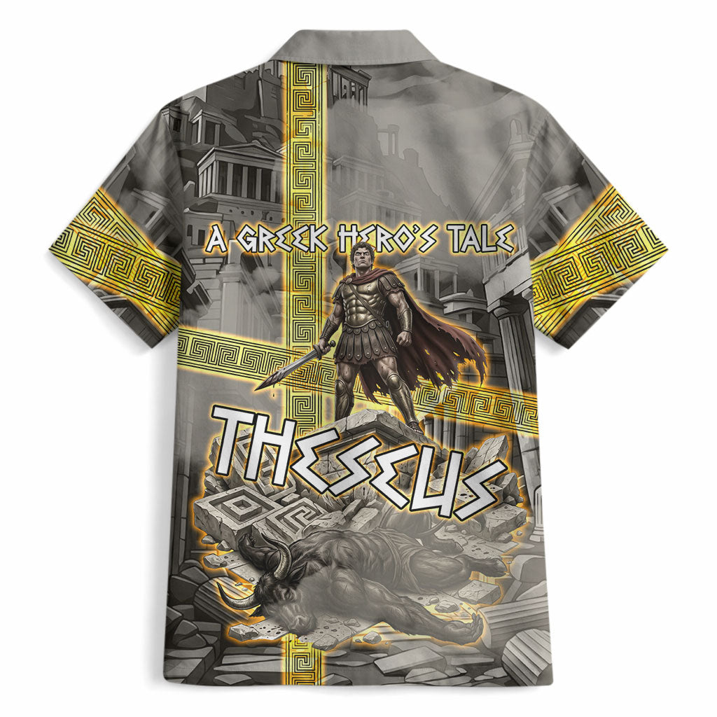 Theseus In The Heart Of The Labyrinth Hawaiian Shirt Ancient Greek Mythology Minotaur Warrior Battle Art