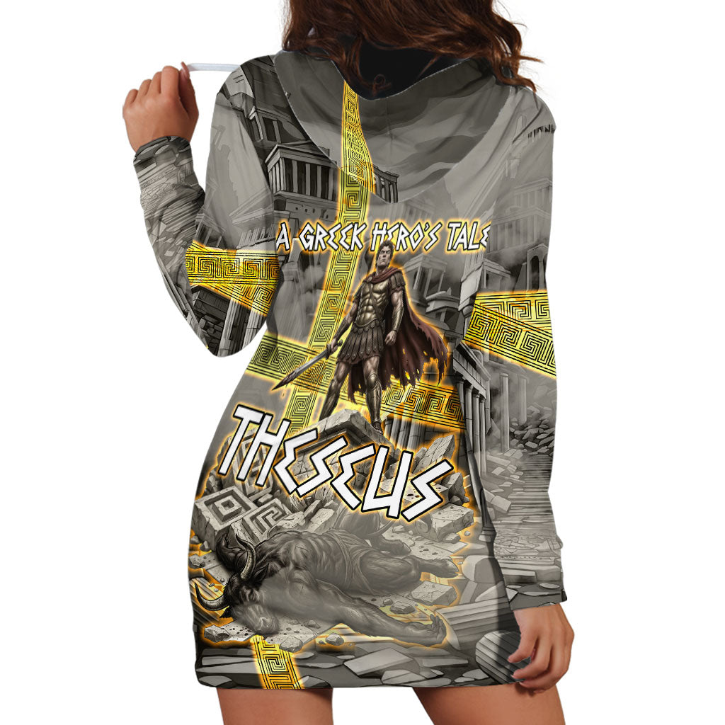 Theseus In The Heart Of The Labyrinth Hoodie Dress Ancient Greek Mythology Minotaur Warrior Battle Art