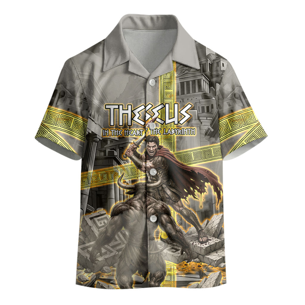 Theseus In The Heart Of The Labyrinth Kid Hawaiian Shirt Ancient Greek Mythology Minotaur Warrior Battle Art