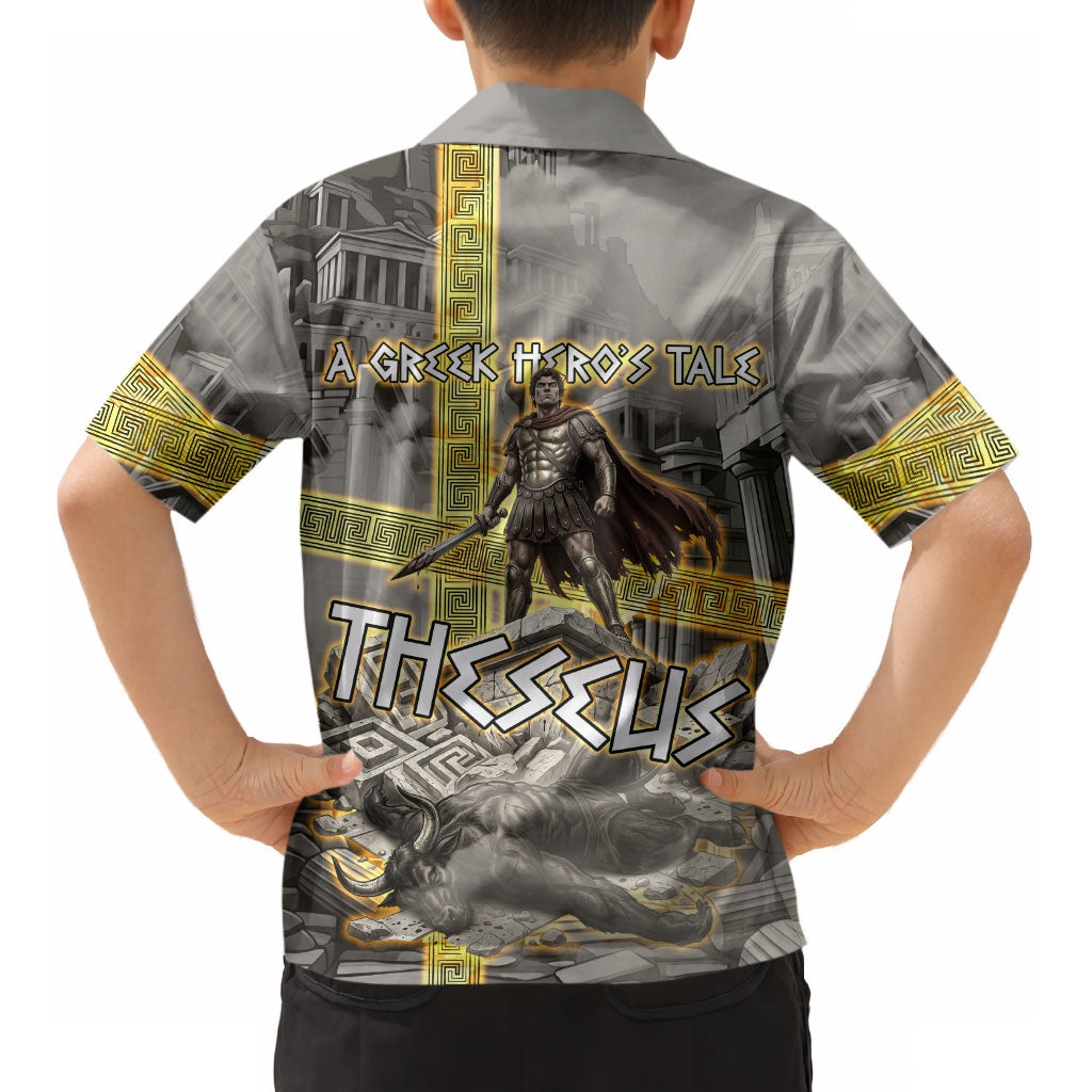 Theseus In The Heart Of The Labyrinth Kid Hawaiian Shirt Ancient Greek Mythology Minotaur Warrior Battle Art