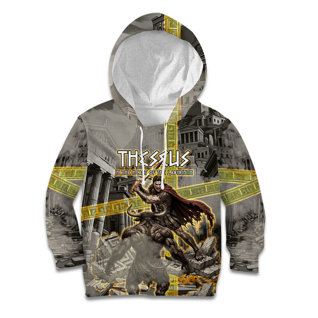 Theseus In The Heart Of The Labyrinth Kid Hoodie Ancient Greek Mythology Minotaur Warrior Battle Art