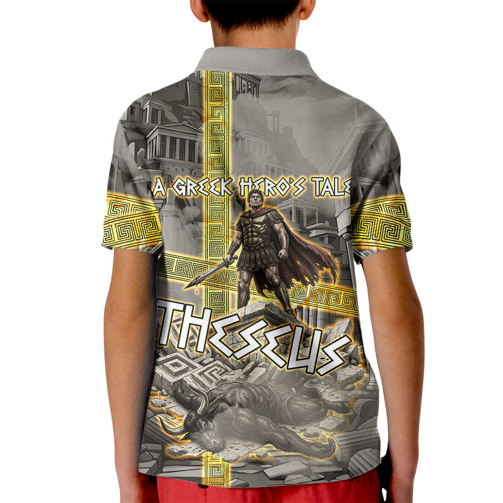 Theseus In The Heart Of The Labyrinth Kid Polo Shirt Ancient Greek Mythology Minotaur Warrior Battle Art