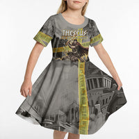 Theseus In The Heart Of The Labyrinth Kid Short Sleeve Dress Ancient Greek Mythology Minotaur Warrior Battle Art
