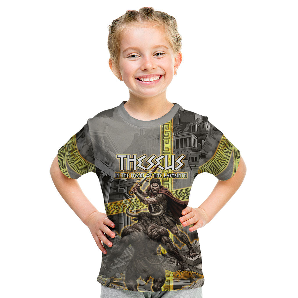 Theseus In The Heart Of The Labyrinth Kid T Shirt Ancient Greek Mythology Minotaur Warrior Battle Art