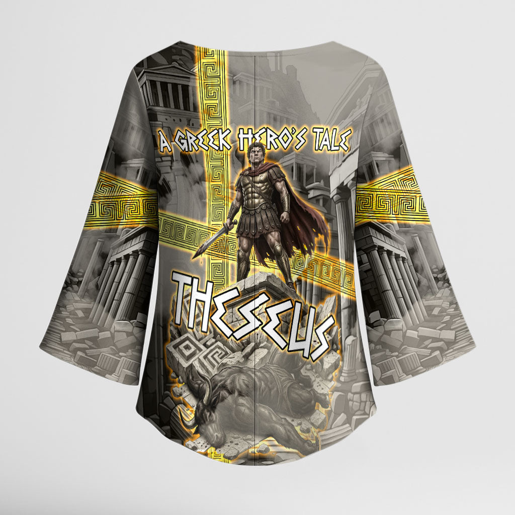 Theseus In The Heart Of The Labyrinth Kimono Sleeve Blouse Ancient Greek Mythology Minotaur Warrior Battle Art