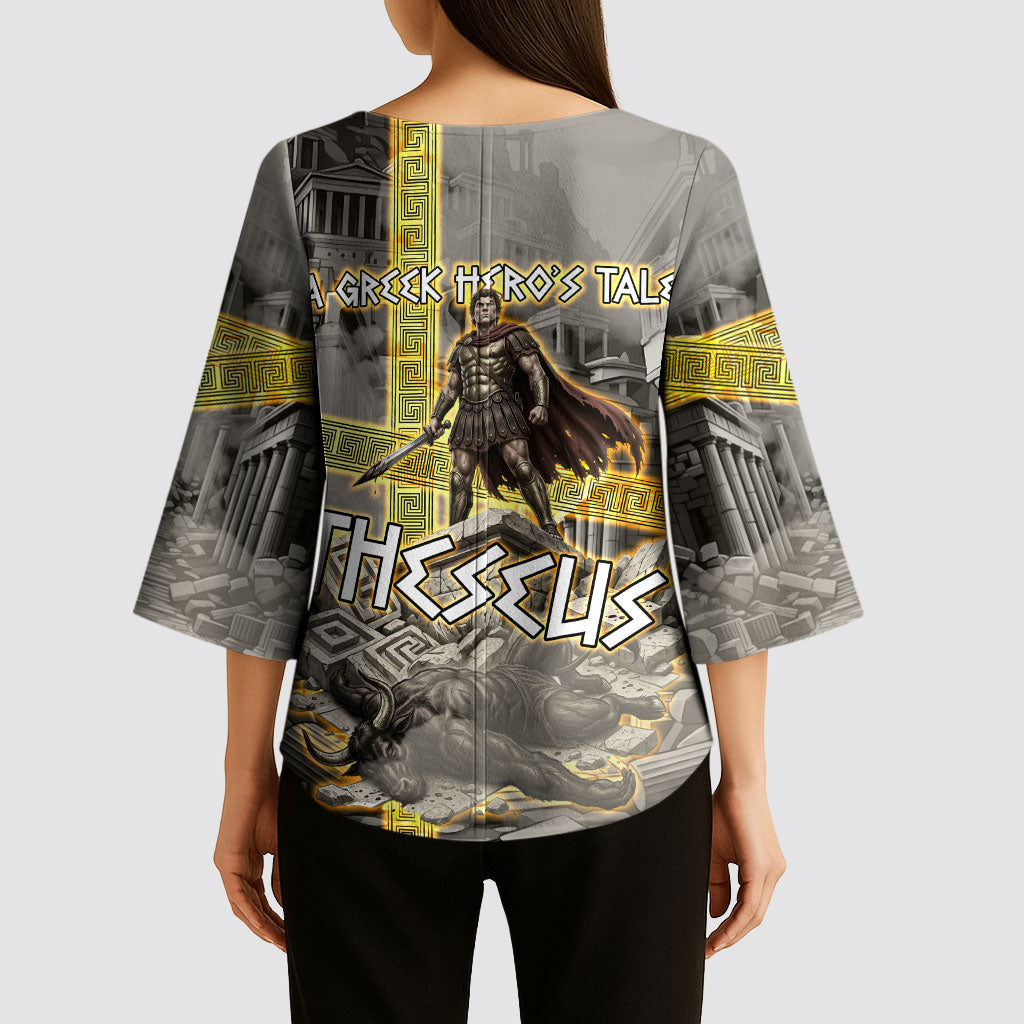 Theseus In The Heart Of The Labyrinth Kimono Sleeve Blouse Ancient Greek Mythology Minotaur Warrior Battle Art
