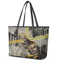 Theseus In The Heart Of The Labyrinth Leather Tote Bag Ancient Greek Mythology Minotaur Warrior Battle Art