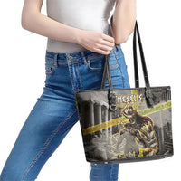 Theseus In The Heart Of The Labyrinth Leather Tote Bag Ancient Greek Mythology Minotaur Warrior Battle Art