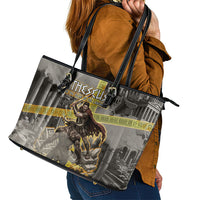 Theseus In The Heart Of The Labyrinth Leather Tote Bag Ancient Greek Mythology Minotaur Warrior Battle Art