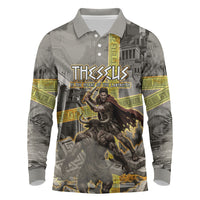 Theseus In The Heart Of The Labyrinth Long Sleeve Polo Shirt Ancient Greek Mythology Minotaur Warrior Battle Art
