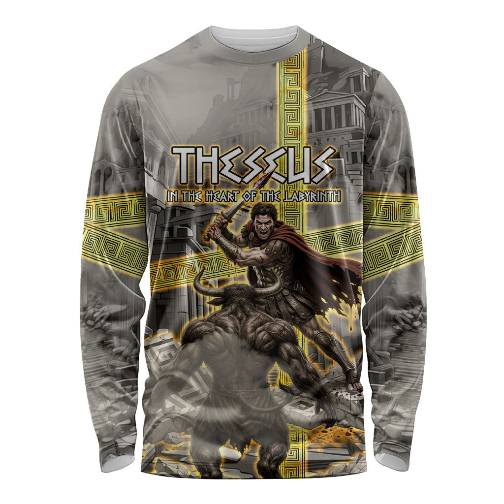 Theseus In The Heart Of The Labyrinth Long Sleeve Shirt Ancient Greek Mythology Minotaur Warrior Battle Art