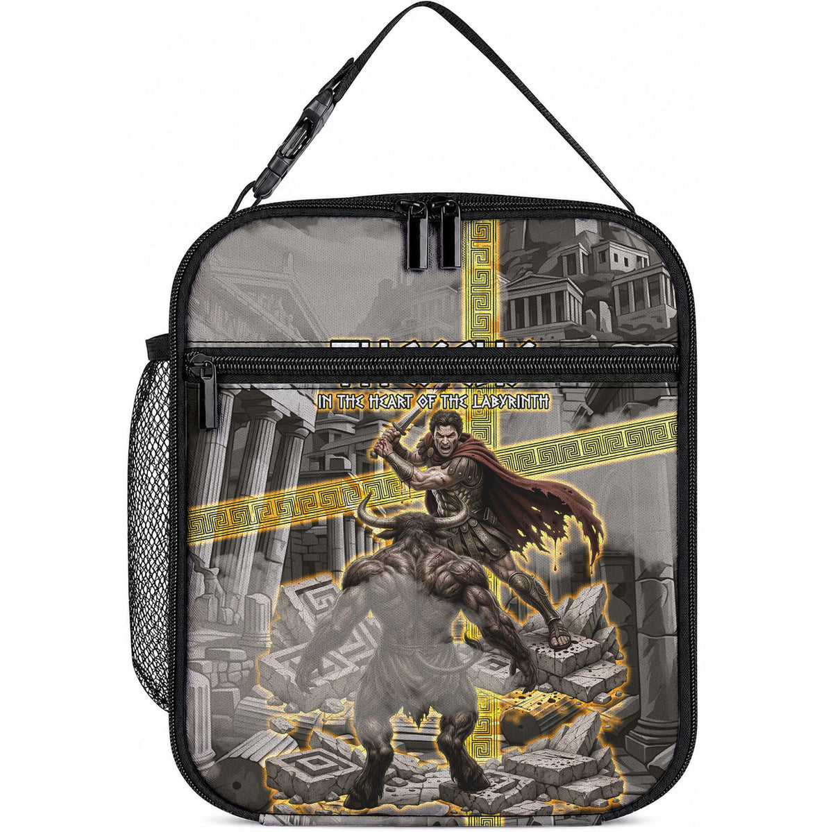 Theseus In The Heart Of The Labyrinth Lunch Bag Ancient Greek Mythology Minotaur Warrior Battle Art
