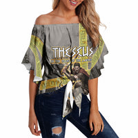 Theseus In The Heart Of The Labyrinth Off Shoulder Wrap Waist Top Ancient Greek Mythology Minotaur Warrior Battle Art