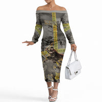 Theseus In The Heart Of The Labyrinth Off The Shoulder Long Sleeve Dress Ancient Greek Mythology Minotaur Warrior Battle Art