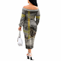 Theseus In The Heart Of The Labyrinth Off The Shoulder Long Sleeve Dress Ancient Greek Mythology Minotaur Warrior Battle Art